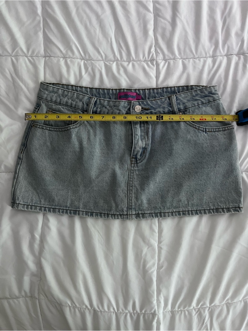 Edikted Light Blue Denim Mini Skirt